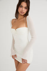 ivory chiffon halter mini dress