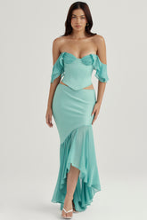 jade ruffle maxi skirt