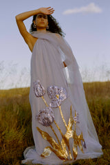 Tulip Sequin Appliqué Halter Dress