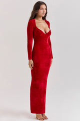 scarlet chenille sweetheart dress