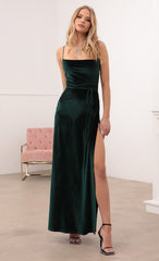 Velvet Maxi Dress in Emerald Green