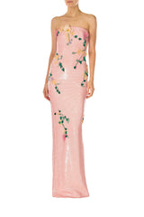 Floral Sequin Column Gown