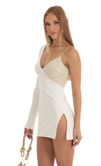 Asymmetrical Crepe Dress in White