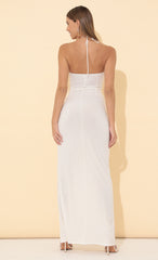 Cutout Maxi Dress in White Shimmer