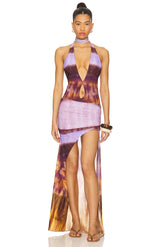 Hazel Printed Mesh Maxi Gown