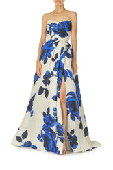 Printed Gazar Ball Gown
