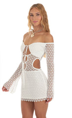 Crochet Cutout Dress in White