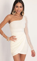 Puff Sleeve Mesh Dress in Ivory