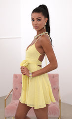 Tie A-line Dress in Yellow Dots