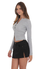 Ribbed Cardigan in Grey