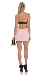 Back Lace Strapless Dress in Pink