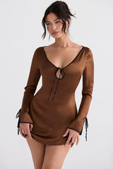 copper satin mini dress