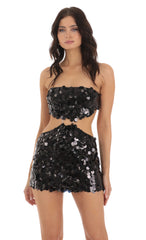 Sequin Cutout Dress in Black