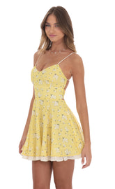 Floral Fit and Flare Dress in Yellow