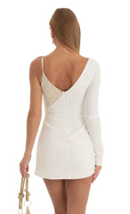 Asymmetrical Crepe Dress in White