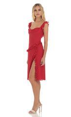 Ruffle Dress in Red