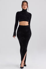 black chenille maxi skirt