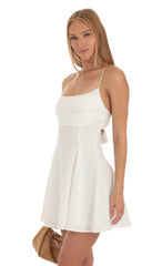 Draped A-Line Dress in White