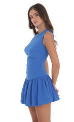 High Neck Bubble Dress in Blue
