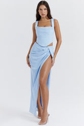 soft blue maxi skirt