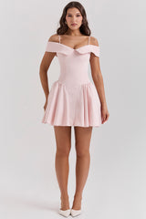 ballerina pink off shoulder mini dress
