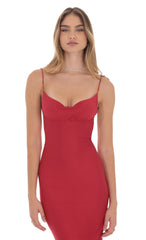 Back Slit Maxi Dress in Red