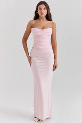 ballerina pink satin maxi skirt