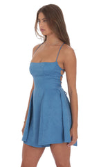 Jacquard Fit and Flare Dress in Blue