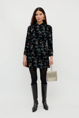 Delphina - Botanical Embroidery Black