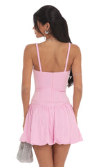 Ruched Bust Bubble Dress in Pink