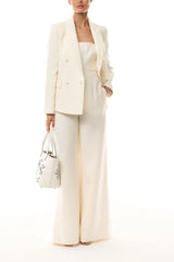 Double-Breasted Tuxedo Jacket - Silk White