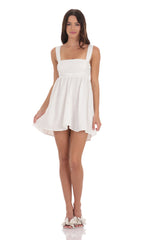 Jacquard Babydoll Dress in White