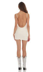Ruffle Open Back Dress in Ivory