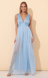 Chiffon Maxi Dress in Blue