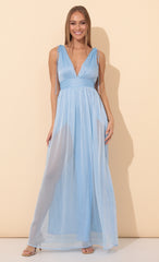 Chiffon Maxi Dress in Blue