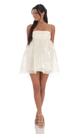 Sheen Babydoll Dress in Cream