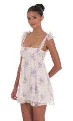Floral Babydoll Dress in Cream