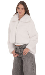 Faux Fur Cropped Jacket in White
