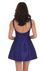High Neck Open Back Flare Dress in Purple