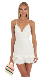 Double Ruffle Dress in White