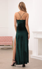 Velvet Maxi Dress in Emerald Green