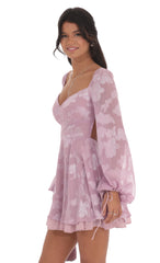 Floral Chiffon Fit and Flare Dress in Lilac
