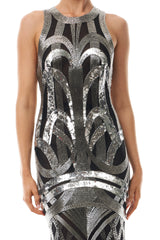 Silver Deco Embroidered Gown