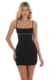 Pearl Outline Bodycon Dress in Black