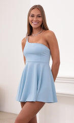 One Shoulder Dress in Baby Blue