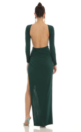 Open Back Maxi Dress in Green