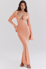 sorbet metallic knit maxi dress