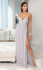 Sequin Maxi Dress in Silver