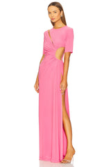 Gathered Slit Maxi Dress