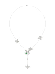 Floral White Gold Y Necklace